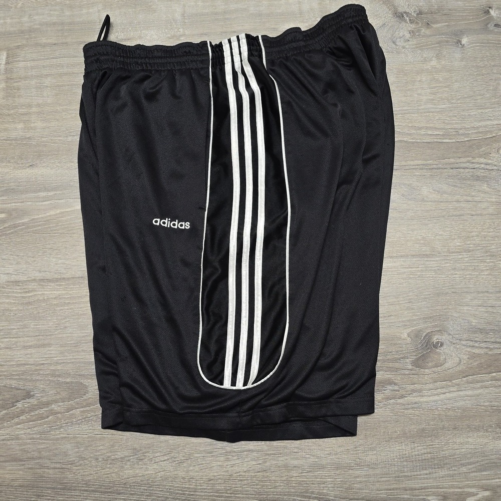 Vintage Adidas‎ Shorts Mens XL Basketball Y2K 3 Stripe Dazzle Silky Shiny Baggy - Picture 2 of 11